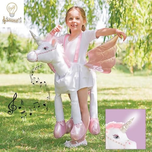 (PKT++) Child Girls Ride On Unicorn Costume (3-8yr)