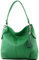 modamoda de T185 Damen Leder Schultertasche Handtasche handmade in Italy, Farbe:Blattgrün