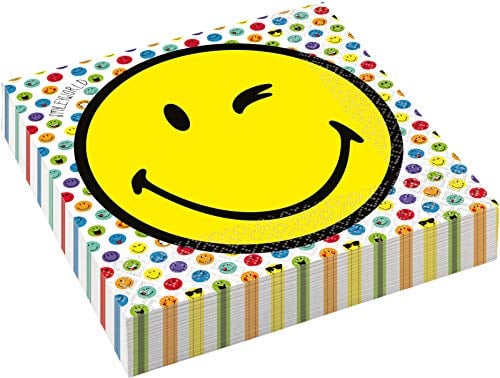 amscan 20 Servietten * Smiley World 2 * für Kindergeburtstag und Party | Papierservietten Napkins Emojis Comic Smily Kinder Geburtstag