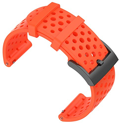 SUUNTO Armband für Suunto 9, Spartan/Suunto 7 Strap, 24MM Silikon Sport Uhrenarmband, Schwimmgeeignet, Rot, L