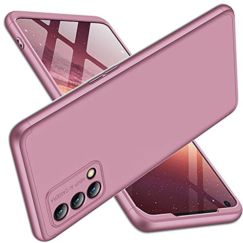 DOINK Handyhülle Kompatibel für Oppo A74 (4G Version), PC Dreistufige Struktur Schutzhülle Stoßfest Hülle Case Cover - Roségold