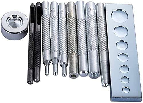 NC 11 STÜCKE Leder Handwerk sterben Stanzloch Snap Niet Knopf Basis Handwerkzeug, silber, schwarz