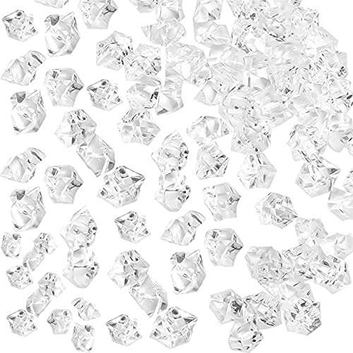 truee 830 Stück Kunststoff Eiswürfel Acryl, Kristall Acryl Eiswürfel, Künstliche Acryl Eiswürfel Plastikeiswürfel, Deko-Eiswürfel aus Acryl, 11x14mm, für Vase, Tischdekoration, Hochzeit(Durchsichtig)
