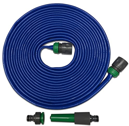 5m Premium Flat Garden Hose with Fittings Blue
