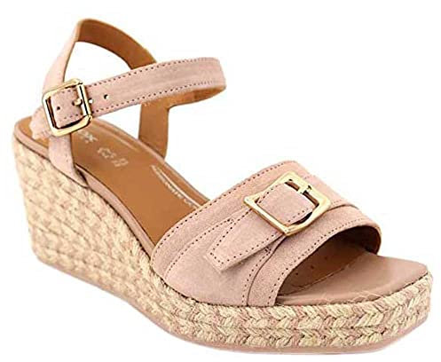 Geox D Panarea, Sandalo espadrillas con zeppa Donna, Rosa (Nude), 39 EU