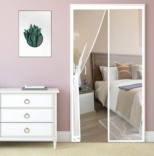 Zanzariera Magnetica Porta Finestra,Tendina Magnetica,Rete in Fibra di Vetro Resiste al Vento e ai Raggi uv,Zanzariere Magnetiche per Porte Finestre per Ideale per Porte da Balcone, Cantine,Terrazze