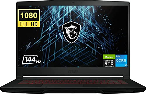 MSI Ordinateur portable de jeu FHD 144 Hz, processeur Intel Core i5-11400H, NVIDIA GeForce RTX 3050, 16 Go de RAM DDR4, SSD PCIe 512 Go, WiFi, webcam, clavier rétroéclairé, Windows 11 Home, noir