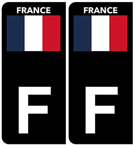 HADEXIA Autocollant Plaque d'immatriculation Voiture F Drapeau Français Noir Couleur