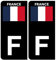 HADEXIA Autocollant Plaque d'immatriculation Voiture F Drapeau Français Noir Couleur