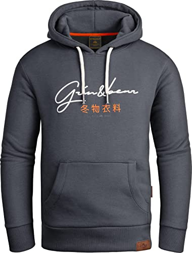 Grin&Bear Hoodie Herren Sweatshirt GEC703 Stahlgrau XXL