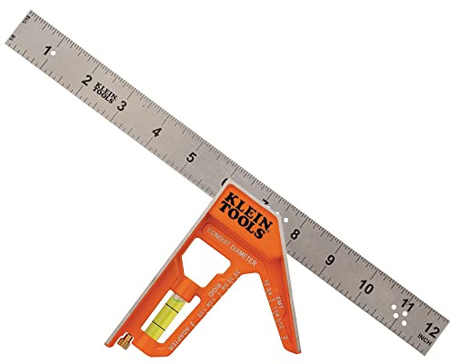 Klein Tools 935CSEL Combination Square Ruler for Electricians and Carpenters, Stainless Steel Double Sided Ruler, Bubble Level, Magnetic