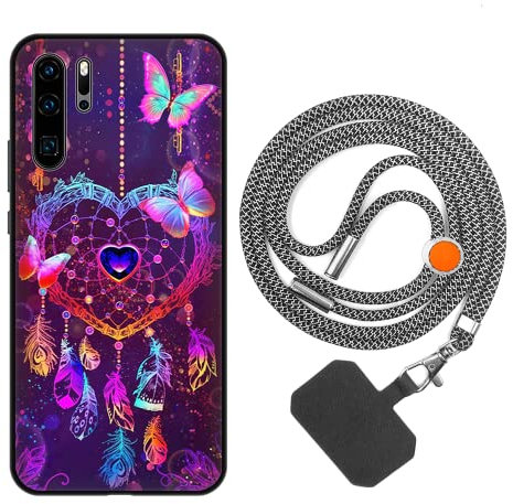 vingarshern Coque Compatible avec Huawei P30 Pro Antichoc Silicone Bumper Case Étui de Protection Housse Coque avec Motif,Souple Coque avec Cordon Detachable,Dream Catcher