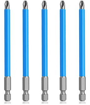 5 Pcs 150mm Screwdriver Bit Set, PH2 Impact Screwdriver Driver Bits, 1/4 Hex Shank, Anti Slip Phillips Cross Head Drill Bits for Electric Hand Screwdrivers
