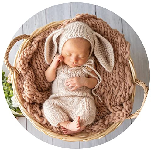 Newborn Baby Bunny Rabbit Knit Photography Prop Baby Outfits Diaper Costume