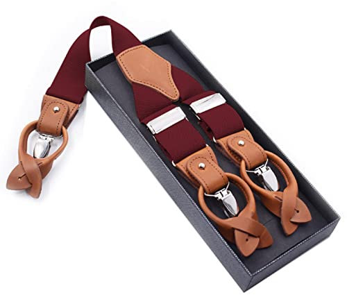 COOKOE Bretelle Bretelle in vera pelle Bretelle Suspensorio Pantaloni Strap Regalo 3,5 x 120 cm