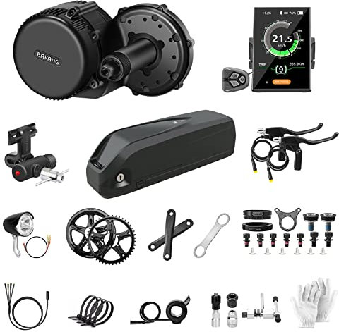 Bafang 48V 750W Electric Bike Conversion Kit Mid Drive with Chainring 44T, BBS01B Mid Motor Kit for Women Men Adults, DIY eBike Pedelec Kit C18 Display, Thumb Throttle with 15Ah Battery