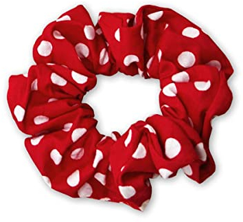 Soul-Cats Polka Dots Damen Haargummi Scrunchie Zopfgummi, rot mit weißen Punkten