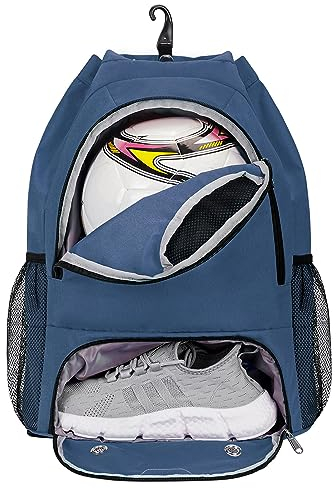 Fußball Tasche, Basketball Kordelzug Rucksack Verstellbar Sportrucksack mit Ballfach & Schuhfach und Nasstasche Tunnelzug Daypack für Herren Damen