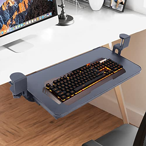 HarBin-Star Plateau de Clavier Extensible sous le Bureau avec Pince en C - Grand format - Support de clavier coulissant et stable - Tiroir d'ordinateur pour taper à la maison et au bureau - 52 x 25 cm