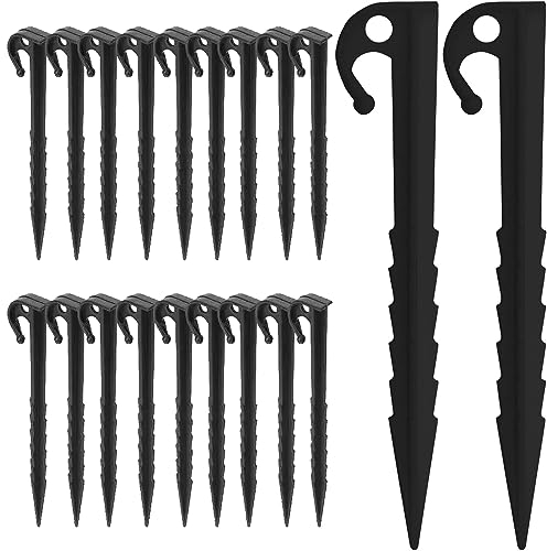 Lohill 20 Stück Erdnägel Camping, Camping Heringe, Zeltheringe,Zeltnägel,Kunststoff Heringe,Erdnä,Zelt Haken für Zelte Camping Garten und Outdoor,14.5cm,Schwarz
