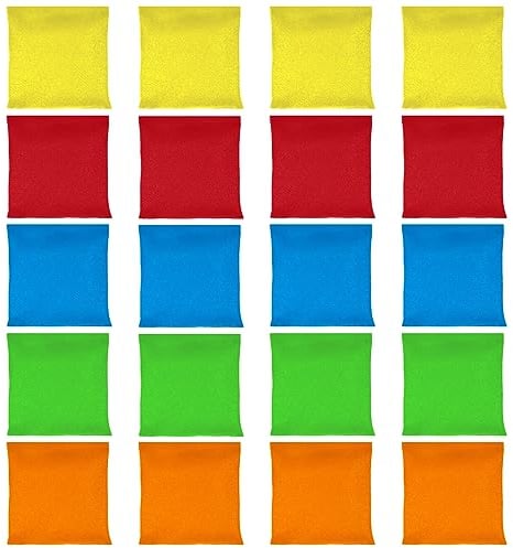 Bean Bags Kids Throwing, 20Pcs Mini Colorful Bean Bags, 5cm*5cm Mini Toy Bean Bags, Kids Beanbag Toss Game Props Outdoor Family Hand Toss Games for Party Activities (5 Colors)