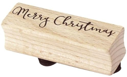 Artoz Stempel – Holzstempel – „Merry Christmas“ – 60 x 20 mm – Motivstempel zum Kartenbasteln für Weihnachten, Einladungen, Grüße