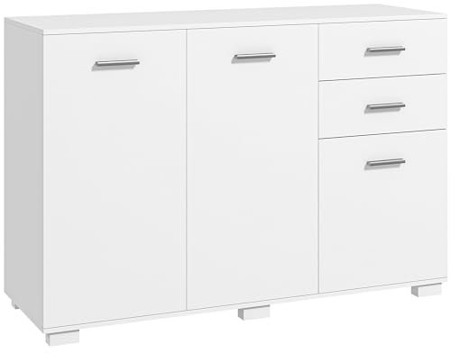 HOMCOM Modern Sideboard Kitchen Storage Cabinet with 2 Drawers and Shelves