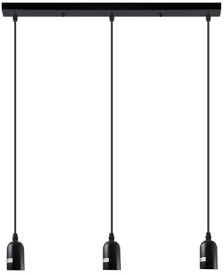 Lighting Industrial Cluster 3 Way Pendant Light Fittings, Loft Bar Triple Hanging Pendant Ceiling Lights for Kitchen Island Living Room (Black, Without Bulb)