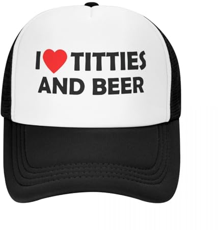 Baseballkappe Snapback Sonnenhut Cool I Heart Titties and Beer Trucker Hat für Männer Frauen Individuell verstellbare Baseballkappe für Erwachsene Outdoor Hip Hop Geburtstagsgeschenk