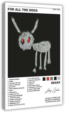 Yeepi Drake Poster für alle Hunde, Albumcover, 3 Leinwandposter, Wandkunst, Dekordruck, Bild Gemälde für Wohnzimmer, Schlafzimmer, Dekoration, Rahmen-Stil, 20 x 30 cm