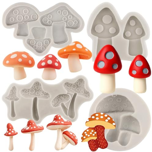 MYPRACS Pilz Silikonformen Pilz Gemüse Fondant Süßigkeitenform 4 Stück