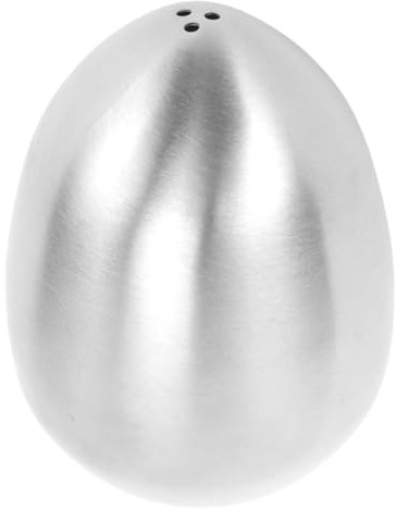 Salero y pimentero, botella, tarro de especias en forma de huevo, salero y pimentero, multiusos, 3 agujeros, a prueba de fugas, acero inoxidable, salero y pimentero para cocina, color plateado