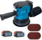 Brushless Cordless Orbital Sander, Compatible with18V Battery, w/ 2 x 5.5AH Battery, 3 Variable Speeds(7500-15000 U/min), 12x 125mm Sanding Pad, for Sanding Polishing Wood
