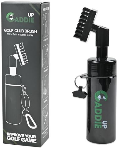 Golf Club Cleaner Brush with Water Spray in Black - Updated Design with Strong all-in-one Brush Head and Improved 75cm Retractable Wire Attachment - Ideal Shoe, Bag, Grip or Golf Ball Cleaner