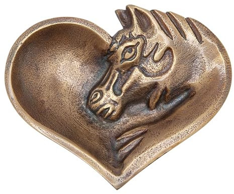 Plato de latón antiguo con forma de corazón de caballo, bandeja de cuenco pequeño para caballos, regalo hecho a mano para los amantes de los caballos, perfecto para los fanáticos de las carreras de