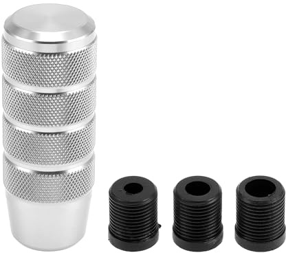 INFINAUTO 9.5cm Car Shift Knob with 3 Adapter Aluminum Alloy Silver Tone | Universal, for Automatic and Manual Vehicle, Gear Shifter Knob, with 3 Adapter, Aluminum Alloy, Silver Tone