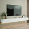 Massivholz TV Lowboard Hängend schwarz, TV Schrank hängend mit 2 Schubladen TV Board hängend Hängeschrank Wandregal komplett montiert (B, 120cm)