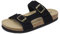 Merking Mujer Sandalias de Corcho Verano Mules Plana Hebilla Sandalias de Pala Cómodo de Ante Pantuflas XZ7623-Black-EU42