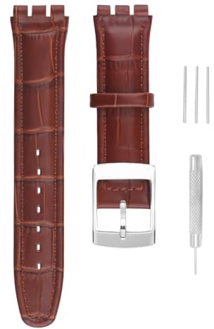 unilabo Leder-Uhrenarmband, kompatibel mit Swatch 17 mm, 19 mm (nicht für Skin-Serie), Ersatz-Armband für Damen und Herren