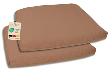 GO-DE Textil Bequeme und attraktive Polsterauflagen für Hochlehner-, Mittellehner- und Niederlehner-Gartenstühle, Sitzkissen (Einzelset, Uni Braun, Sitzkissen Selina Gartenstühle)