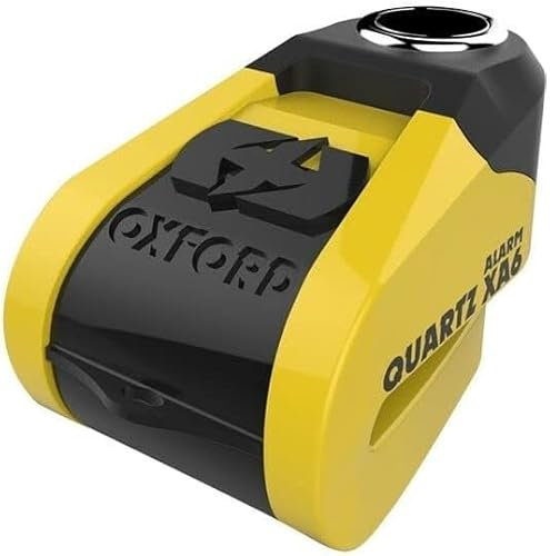 Oxford LK215 Quartz XA6 Alarma Candado de Disco (Pin de 6mm) USB Recargable., Amarillo Negro