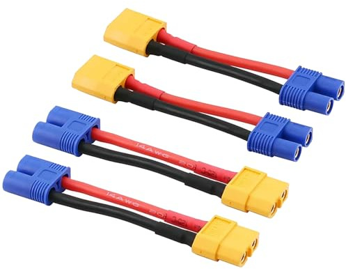 2 Paar XT60 auf EC3 Stecker RC Männlich Buchse Adapter für RC FPV Drohne Auto Lipo NiMH Akku Ladegerät ESC (XT60 zu EC3 mit Kabel)