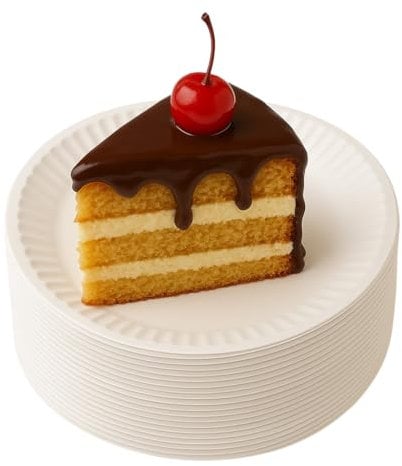 Pakomat 100 assiettes en papier de 18 cm, assiettes jetables, assiettes à dessert rondes, assiettes en carton stables, plats de fête, respectueux de l'environnement, assiettes en carton