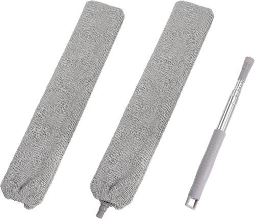 Staubwedel Duster Abwaschbare Mikrofaser Reinigungsbürste mit Edelstahl Teleskop Stange für Schlafsofa Möbelboden Haushaltslücke Staub
