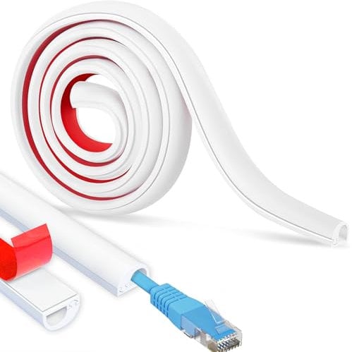 White Silicone Cable Trunking, One Cord Trunking for Electric Cables, Side Opening Wire Covers for Cables, Flexible Self Adhesive Cable Covers For Wall Tv Cable Hider, 1M