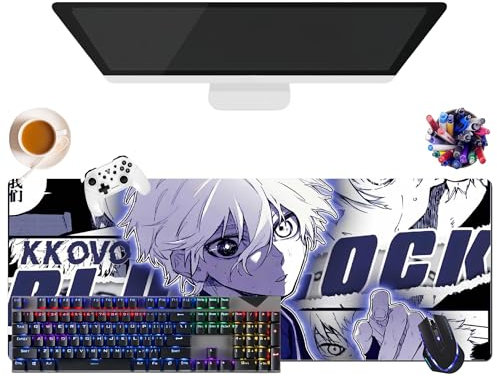 Japanisches Mauspad, Anime, Blue Lock | extra großes Gaming-Mauspad XL (31,5 x 11,8 x 0,12 Zoll) | für Büro, Studium & Zuhause | rutschfeste Unterseite + weiche Oberfläche (2)