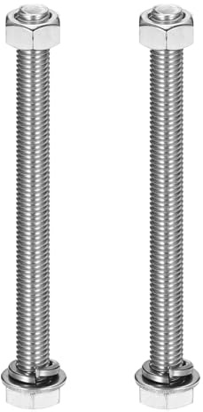 sourcing map Lot de 2 vis à tête hexagonale M10 x 120 mm en acier inoxydable 304, boulons, écrous, rondelles plates et de verrouillage, entièrement filetés, finition brillante pour maison