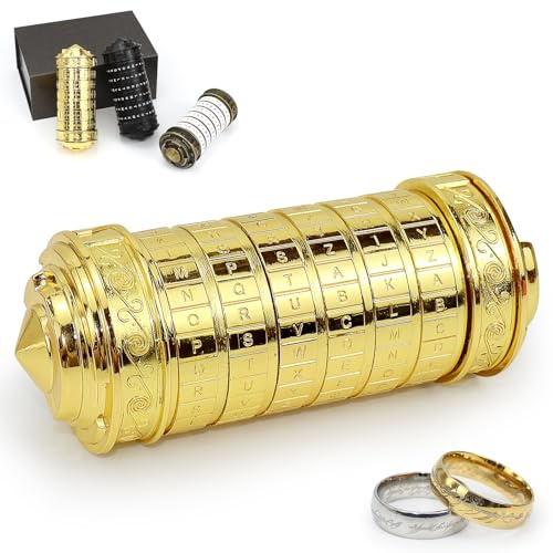 Da Vinci Cryptex Puzzle Box, Mini Cryptex Puzzleboxen mit versteckten Fächern, Zahlencode Box als Romantisches Geschenk zu Valentinstag, Weihnachten, Jahrestag, Geburtstag für Freunde & Paare (Gold)