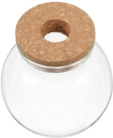 TOBBOMEY Transparentes Rundes Glas Terrarium mit Korkdeckel Vielseitiges Hydroponik gefäß für Pflanzen Moos Farne und Luftpflanzen Dekoratives Glas hydrokulturgefäß für DIY ökoflaschen und