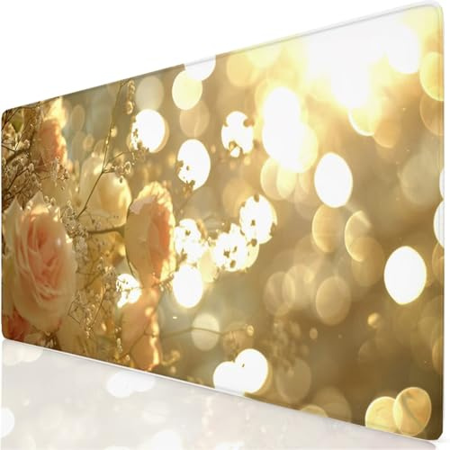 Gaming Mauspad Rose Mauspad XXL 1500x800x3mm Mousepad Anlage Schreibtischunterlage mit Anti Rutsch Basis Mouse Pad, Wasserdicht und rutschfest Desk Mat für Tastatur und Maus, Laptop & PC YG-215
